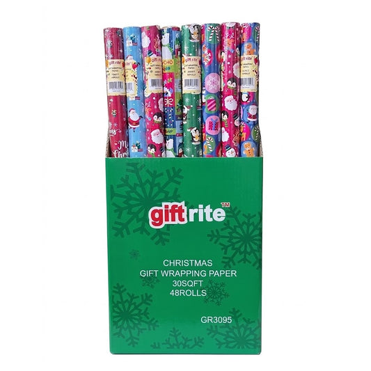 GiftRite Christmas Gift Wrapping Paper, 30 SF, Wholesale
