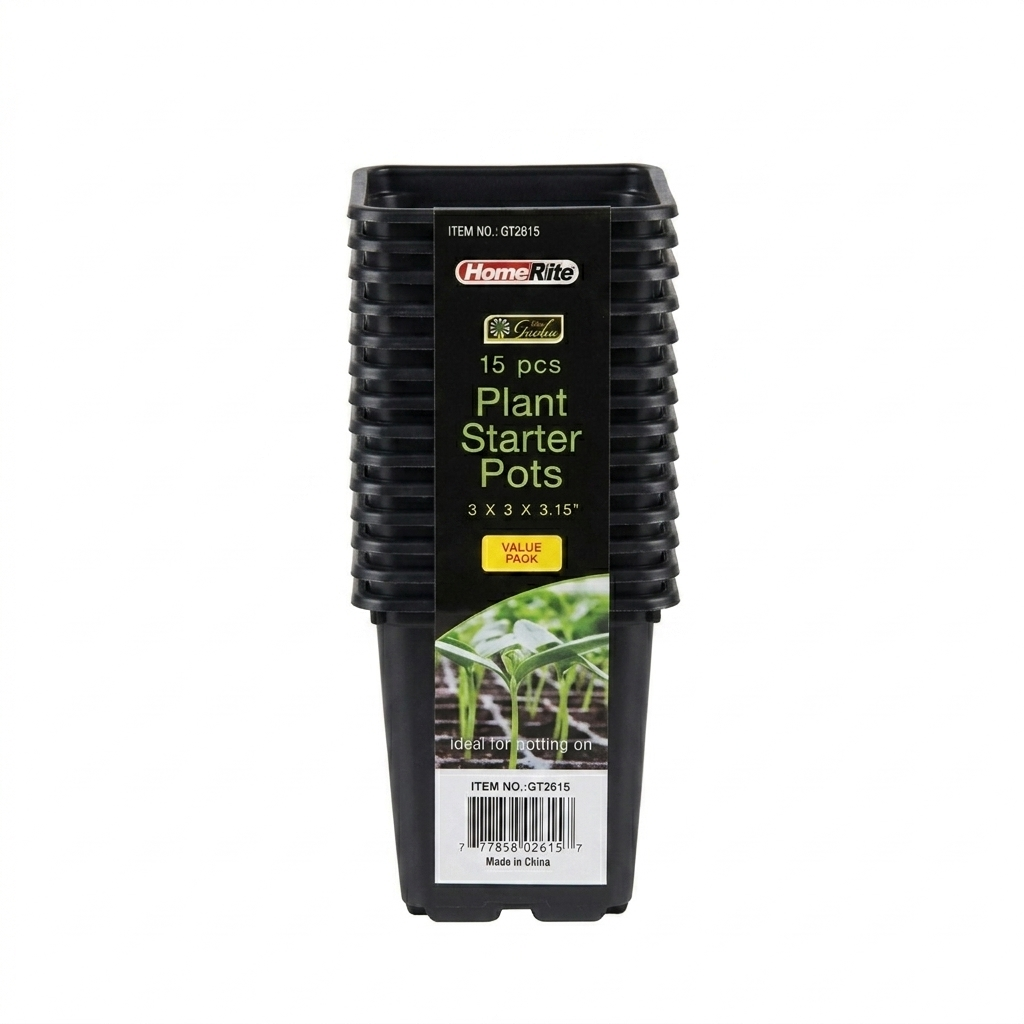 Pack of 15 HomeRite plant starter pots on a white background