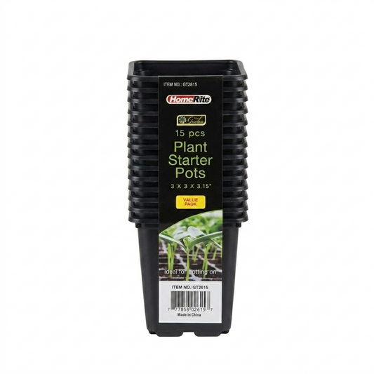 Pack of 15 HomeRite plant starter pots on a white background