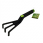 Black cultivator with green handles on a white background
