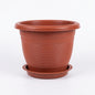 8.5" Plastic Flower Pot with Drainage Tray, Terracotta Finish, Wholesale
