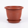 10" Plastic Flower Pot with Drainage Tray, Terracotta Finish, Wholesale