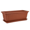 17.5" Rectangular Plastic Window Box Planter with Drainage Tray, Terracotta, Wholesale
