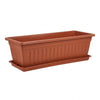 20" Rectangular Plastic Window Box Planter with Drainage Tray, Terracotta, Wholesale