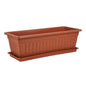 20" Rectangular Plastic Window Box Planter with Drainage Tray, Terracotta, Wholesale