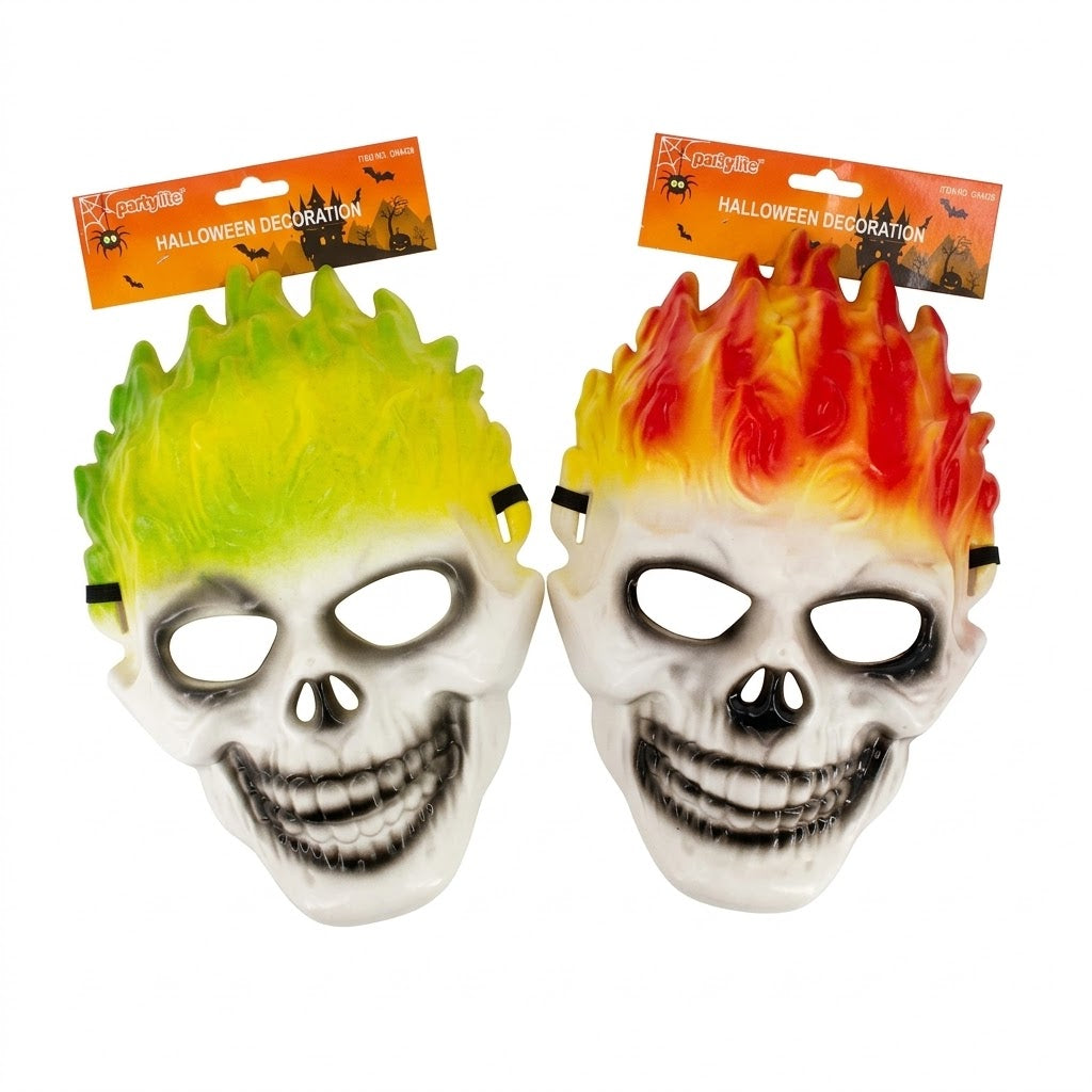 Partyrite Flaming Skull Halloween Masks, 2 Assorted Colors, Wholesale