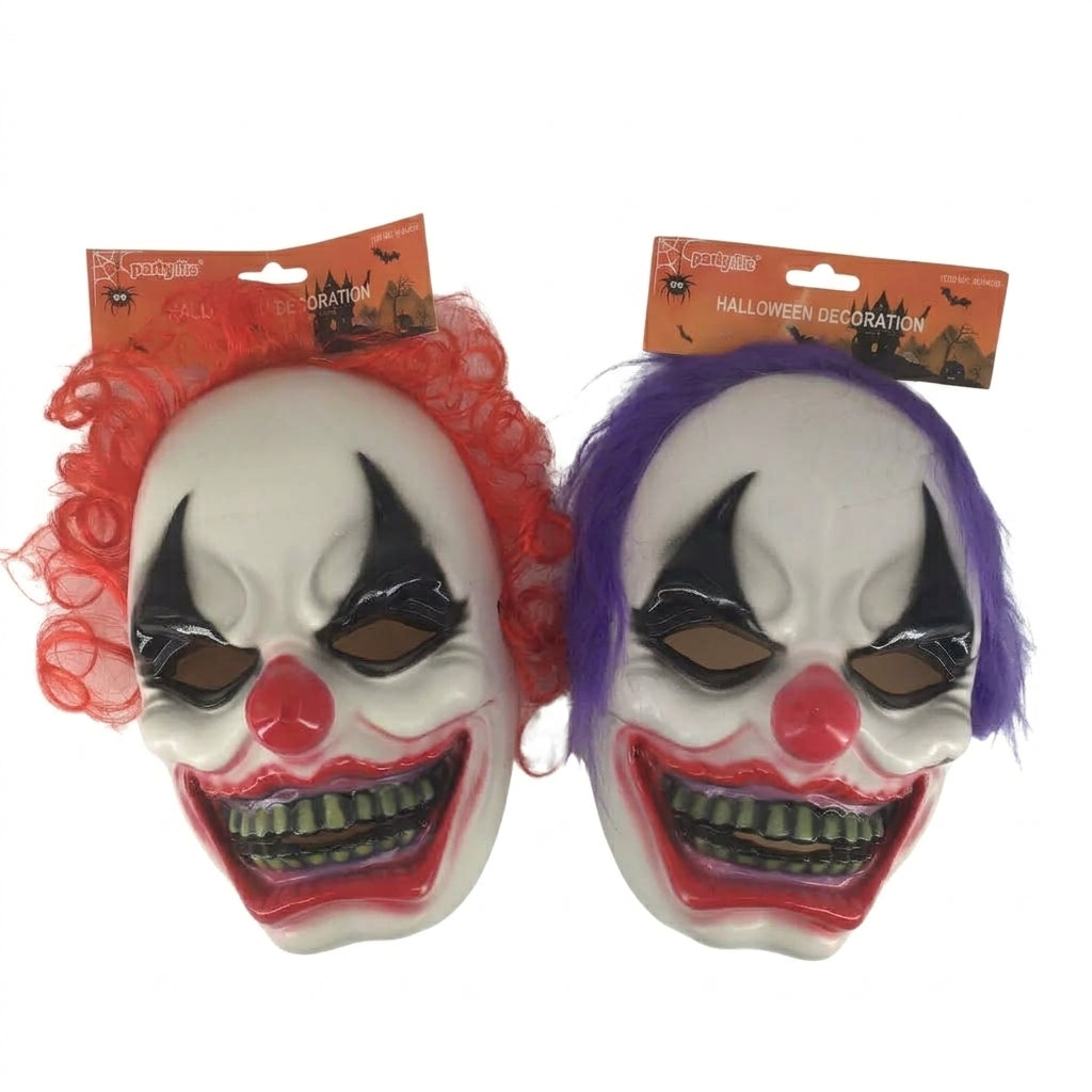 PartyRite Halloween Evil Clown Mask with Synthetic Hair Assortment, Wholesale