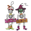 PartyRite 10" x 23" Articulated Jointed Skeleton & Witch Hanging Paperboard Signs, Wholesale