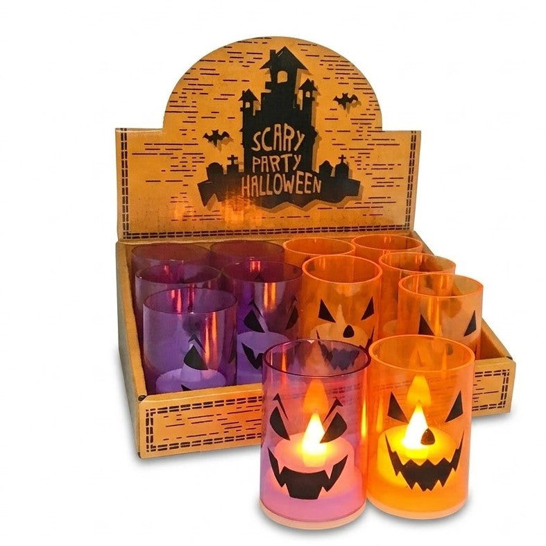 Partyrite LED Halloween Candles (12-Count Display Box) - Assorted Orange & Purple Designs | Wholesale
