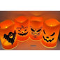 PartyRite 4.5" Flameless LED Halloween Pillar Candles, Batteries Included, Assorted Spooky Designs, Wholesale