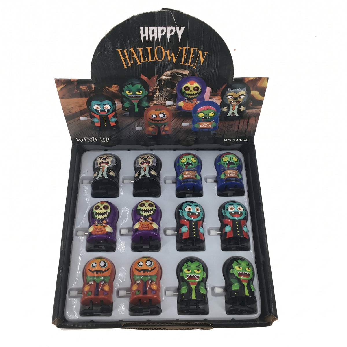 Assorted Halloween Cute Character Wind-Up Toys, 12-Piece Retail Display Box, Wholesale