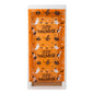 An orange Halloween-themed door curtain featuring 'Happy Halloween' text and spooky illustrations of ghosts, pumpkins, bats, and cobwebs.