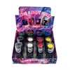 A retail display box of Face & Body Paint containing 12 small spray paint bottles in various colors, set against a plain white background.
