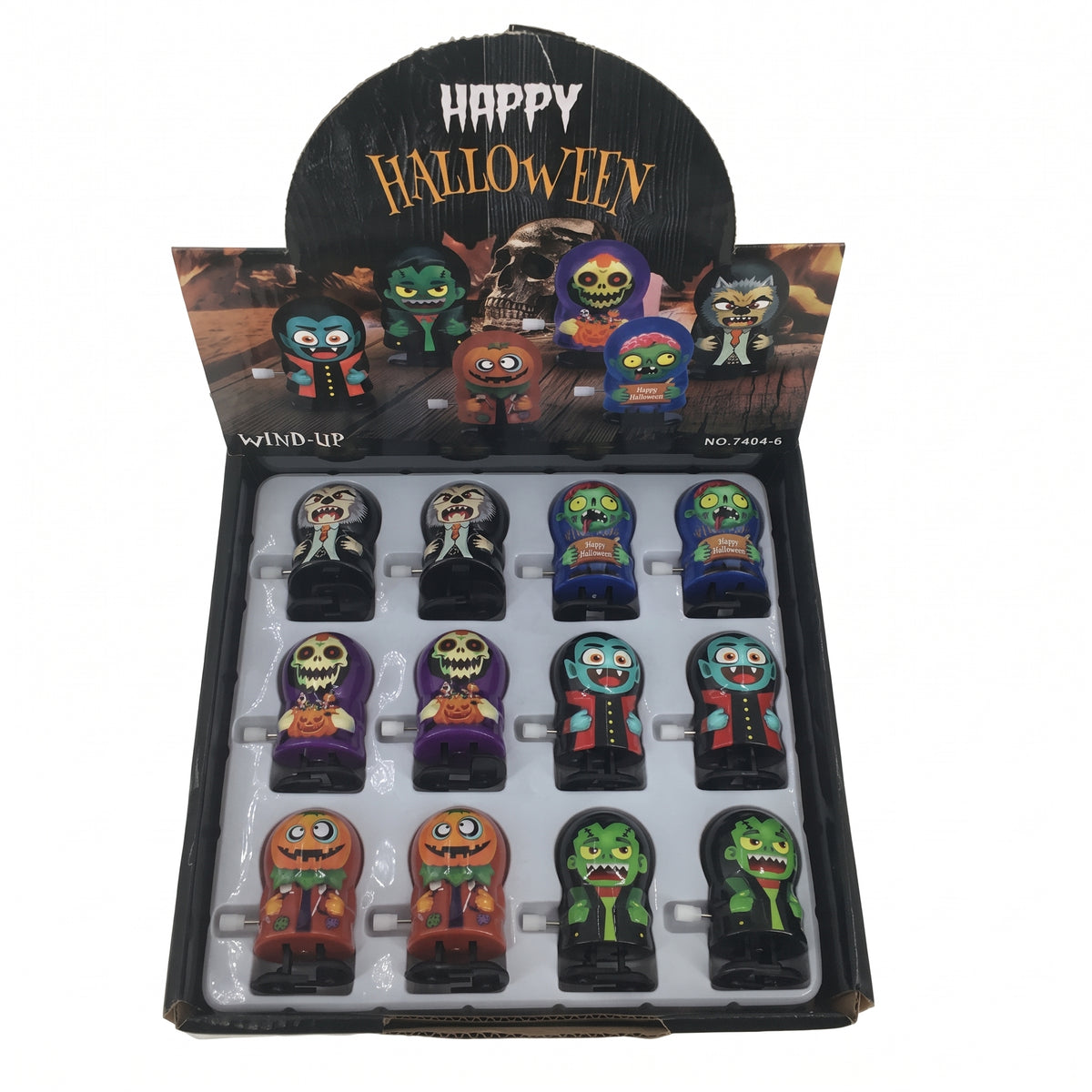 Assorted Halloween Spooky Monster Wind-Up Toys, 12-Piece Retail Display Box, Wholesale