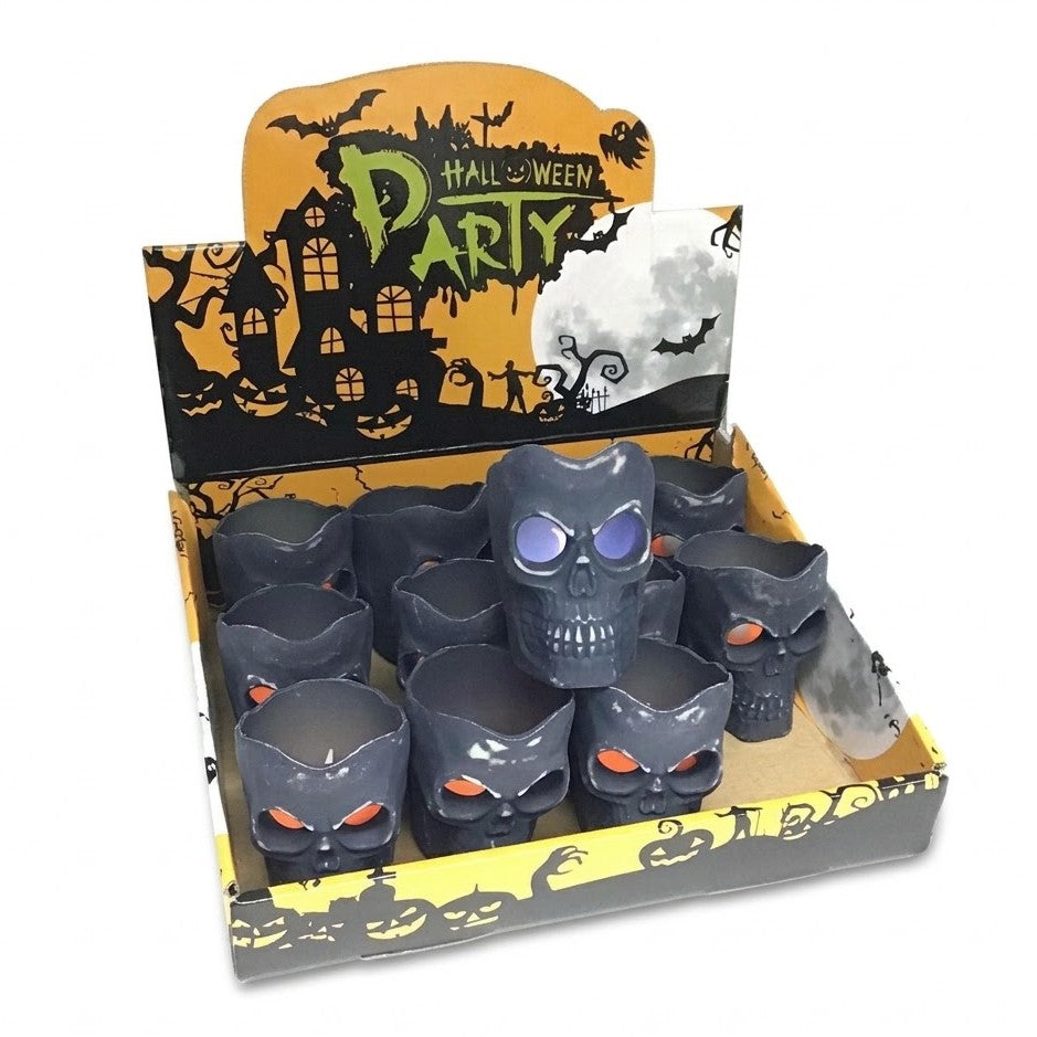 Halloween LED Glowing Skull Votive Tealight Holder (12-Piece PDQ Display Box) | Wholesale