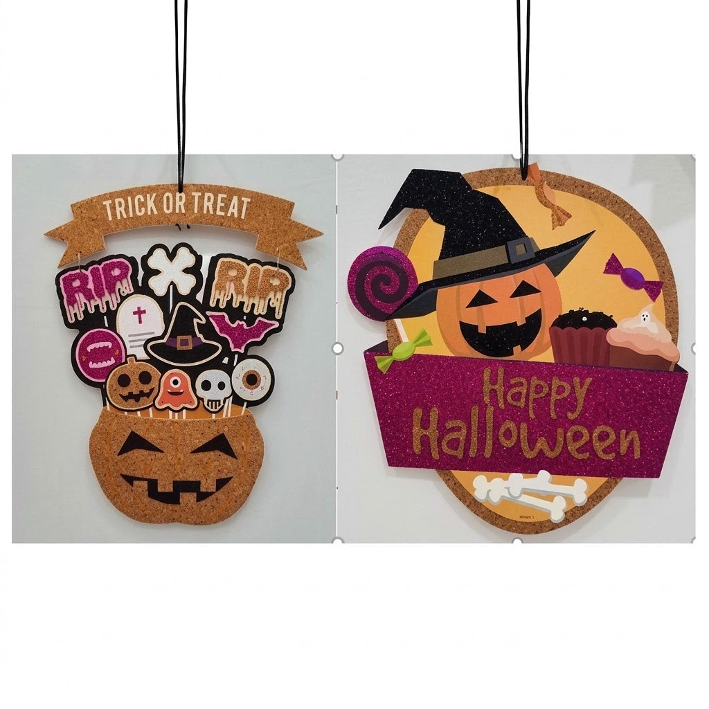 PartyRite 13" x 14" Foam Core Glitter Halloween Wall Signs, Assorted Designs, Wholesale