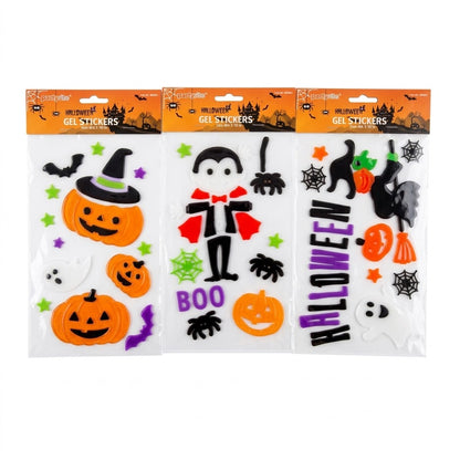 PartyRite 6" x 12" Halloween Window Gel Sticker Clings, Assorted Designs, Wholesale
