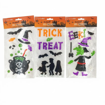 PartyRite 6" x 12" Halloween Window Gel Sticker Clings, Assorted Designs, Wholesale