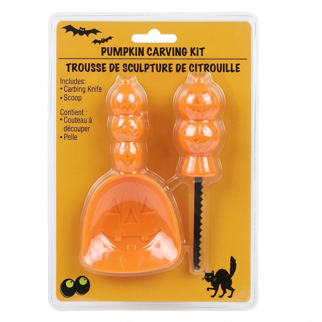 PartyRite 2-Piece Halloween Pumpkin Carving Kit, Scoop & Serrated Saw, Wholesale