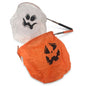 Two inflatable Halloween ghost and pumpkin lantern bags with black printed faces, shown on a white background.