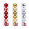 Christmas Shatterproof Glitter & Swirl Ball Ornaments (3.2" / 8cm) - 6-Count Box Sets in Red, Gold & Silver | Wholesale