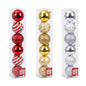Christmas Shatterproof Glitter & Swirl Ball Ornaments (3.2" / 8cm) - 6-Count Box Sets in Red, Gold & Silver | Wholesale