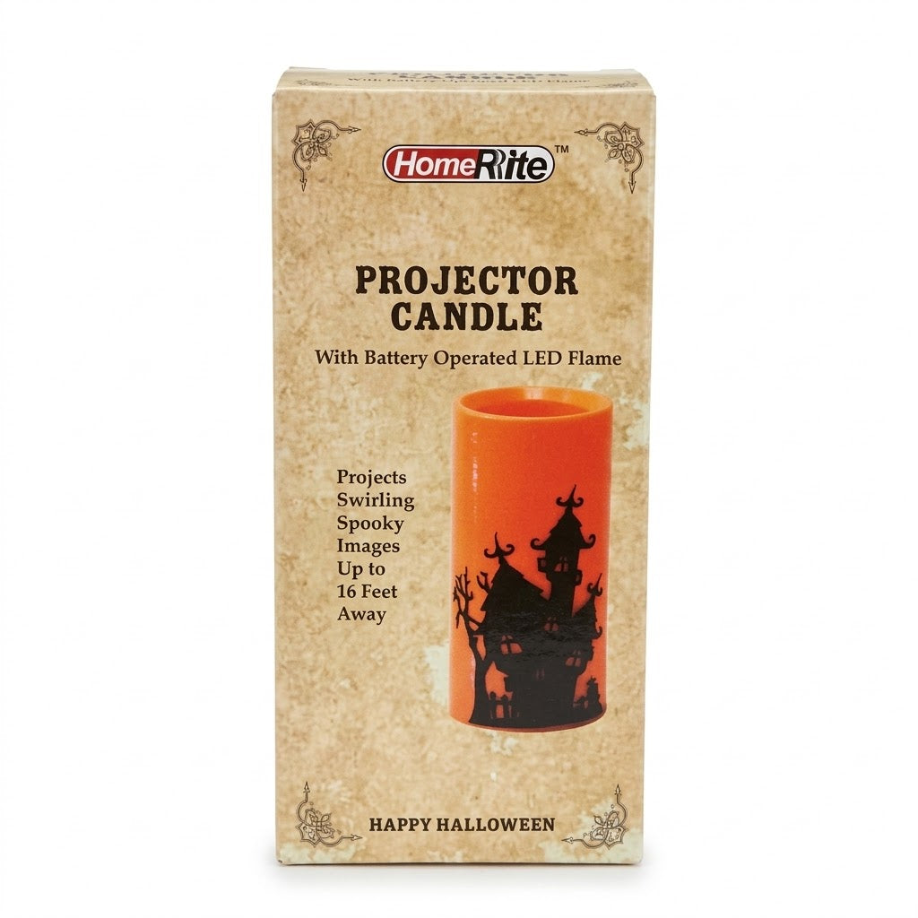 HomeRite 3" x 6" Battery & USB Powered LED Halloween Projection Candle, Wholesale