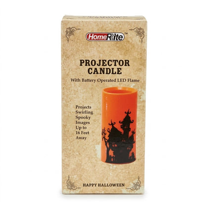 HomeRite 3" x 6" Battery & USB Powered LED Halloween Projection Candle, Wholesale