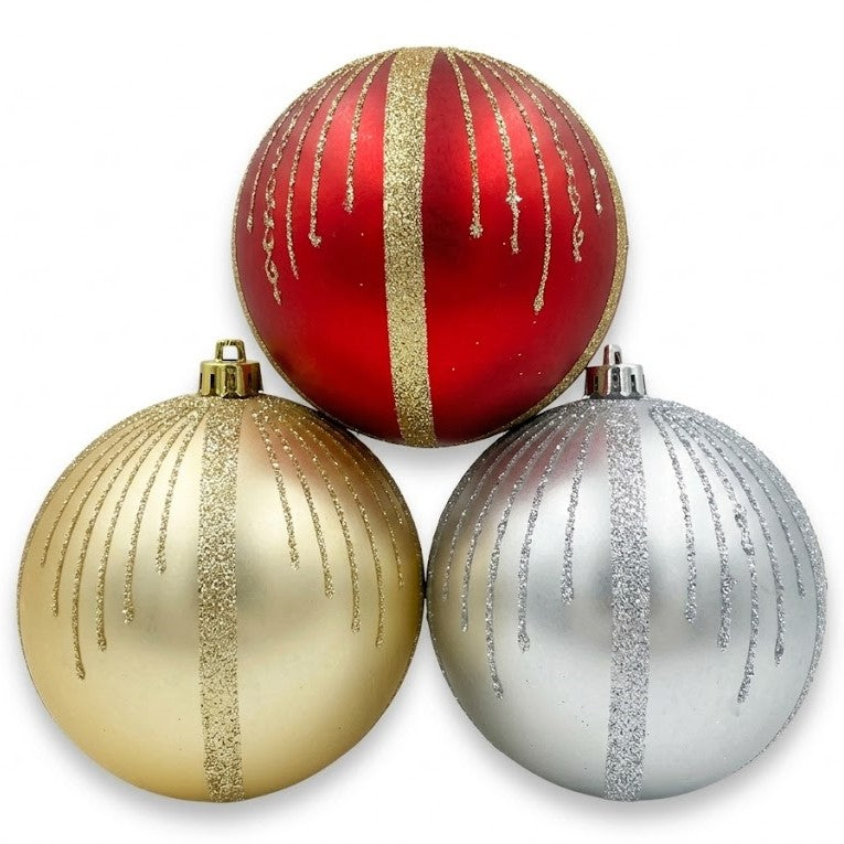 6" Large Shatterproof Christmas Ball Ornaments (5 Assorted Glitter & Sequin Styles) | Wholesale
