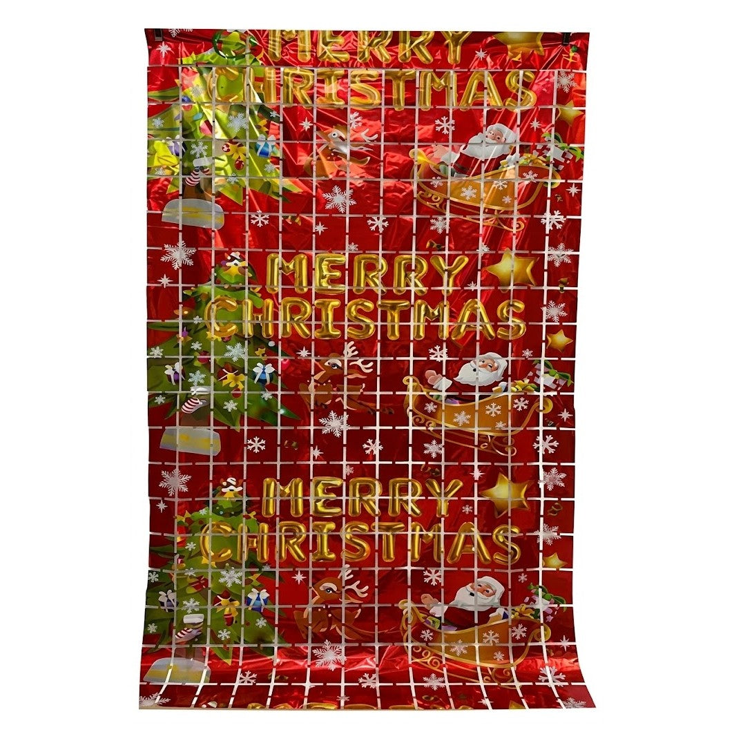PartyRite Jumbo Metallic Foil Merry Christmas Door Cover, 80" x 40", 2 Assorted Styles, Wholesale