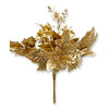 13" Glittered Gold Poinsettia & Floral Christmas Spray | Wholesale