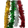 7ft Metallic Foil Christmas Tinsel Garland with Holiday Accents (Stars, Trees, Bells) - Assorted Colors | Wholesale