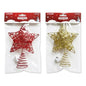 5.5" x 7.5" Christmas LED Flashing Light-Up Wire Star Tree Toppers (Assorted Gold & Red Glitter) | Wholesale
