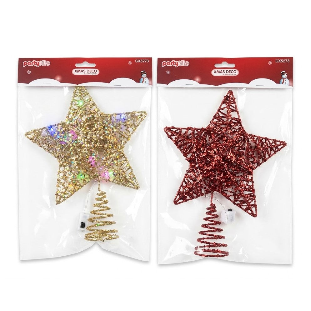 7" x 9" Christmas LED Light-Up Wire Star Tree Toppers | Wholesale