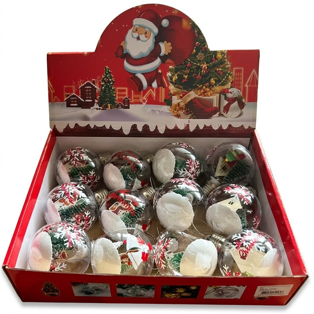 3" LED Light-Up Christmas Ball Ornaments with Snow & Village Scene | Wholesale
