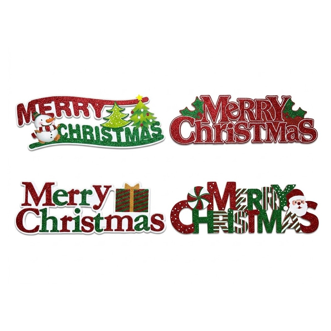 16" Christmas Glitter Die-Cut Paper Wall Banners (4 Assorted Styles) | Wholesale