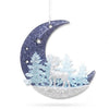 Christmas Glitter Crescent Moon & Reindeer Ornament (11.8x11.8cm) - Night Sky Forest Scene | Wholesale