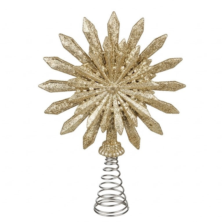 Christmas Tree Topper Star - 3-Layer Champagne Gold Glitter Starburst (7.5" / 19cm) | Wholesale