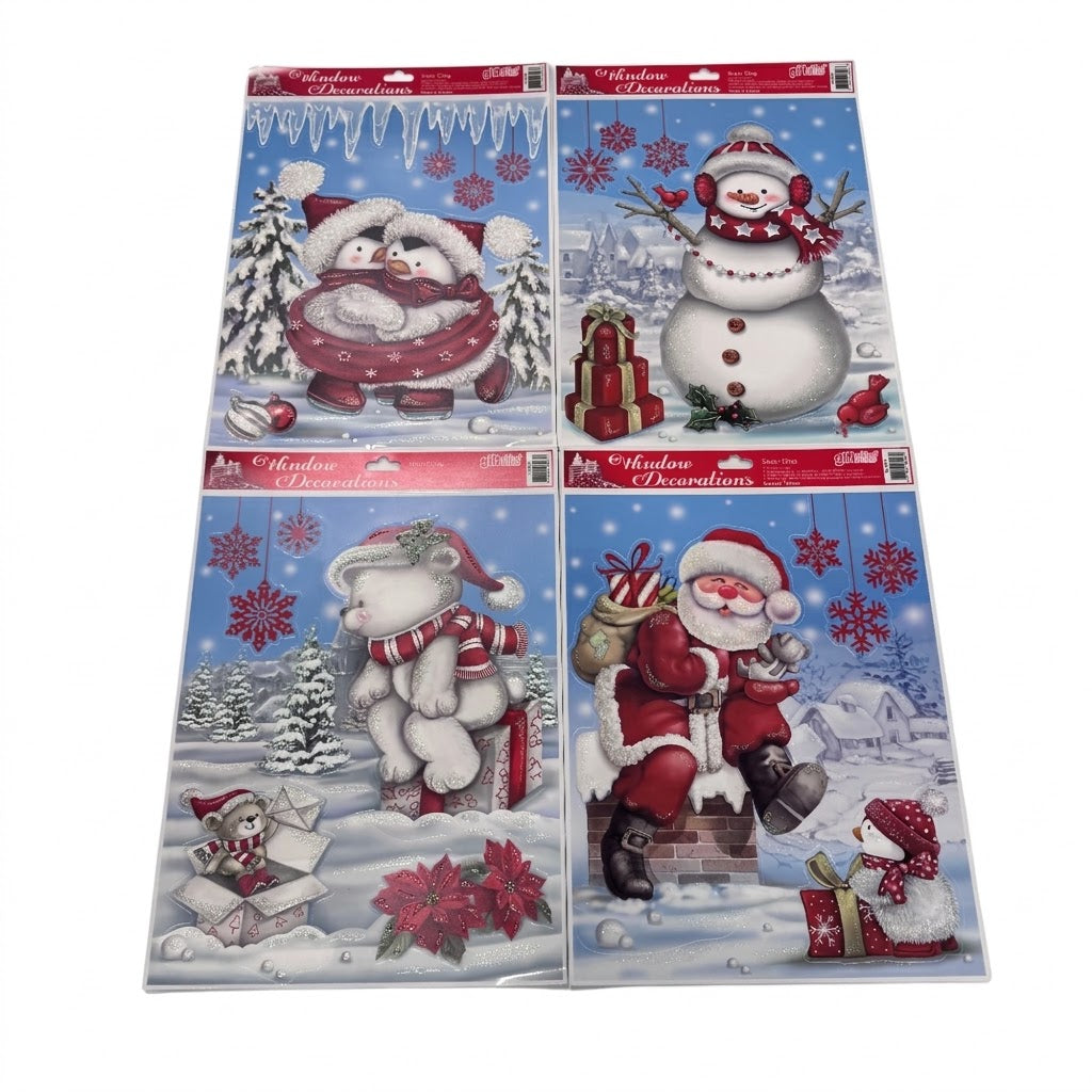 Christmas Holiday Character Window Cling Decoration Sheets | Wholesale