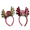 Christmas Metallic Reindeer Antler Headband with Jingle Bells - Assorted Gold & Red | Wholesale
