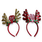 Christmas Metallic Reindeer Antler Headband with Jingle Bells - Assorted Gold & Red | Wholesale