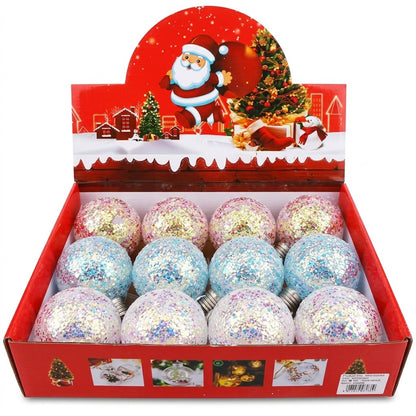3.2" LED Light-Up Christmas Ball Ornaments (Assorted 12-Piece Countertop Display Trays, 3 Styles) | Wholesale
