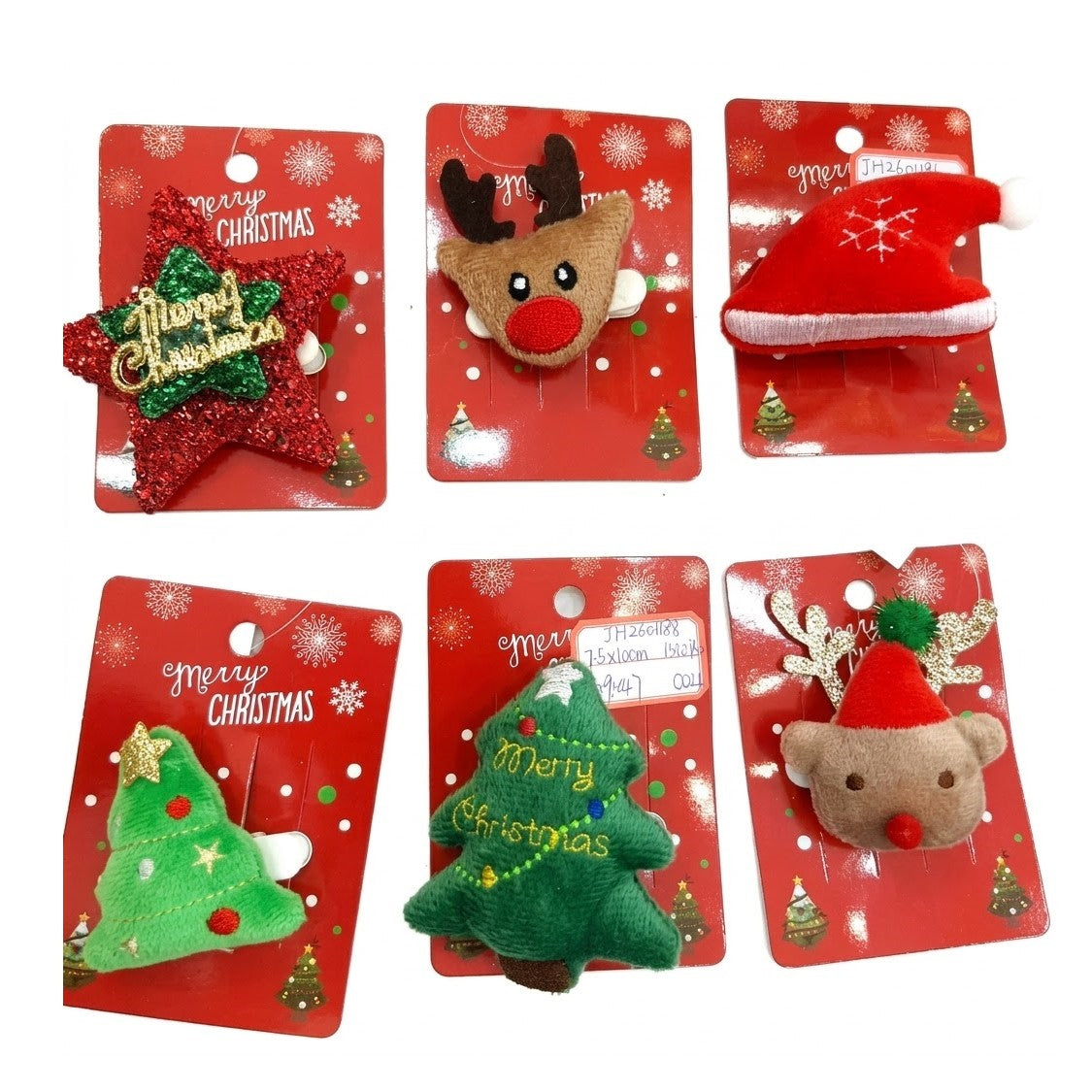 Christmas Plush & Glitter Character Hair Clips (Assorted 6 Holiday Designs) | Wholesale
