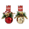 3" Christmas Metal Jingle Bell Hanging Ornaments with Pine & Berry Accents (Assorted Red & Gold) | Wholesale