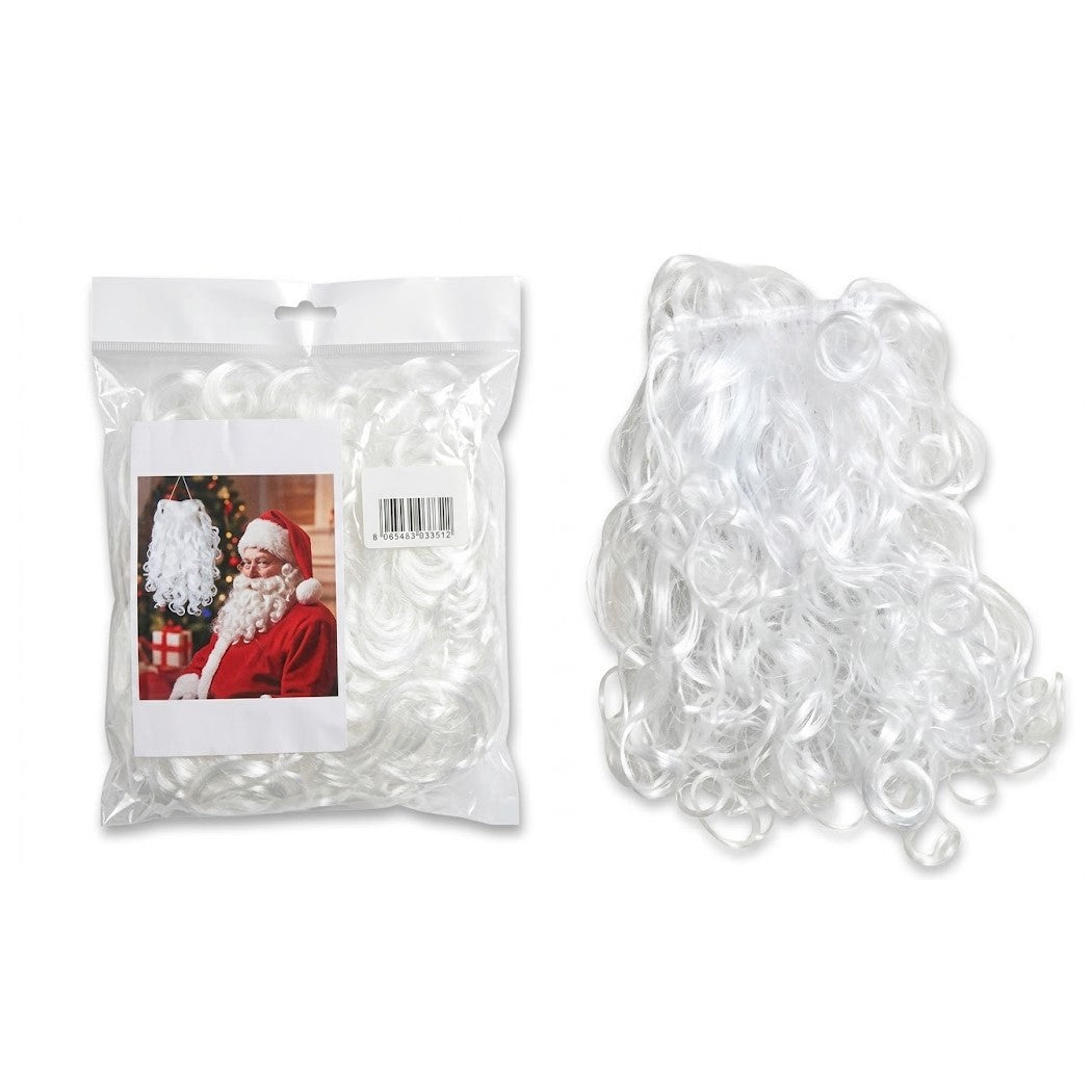 Deluxe Curly White Santa Beard with Elastic Strap - Costume Accessory | Wholesale