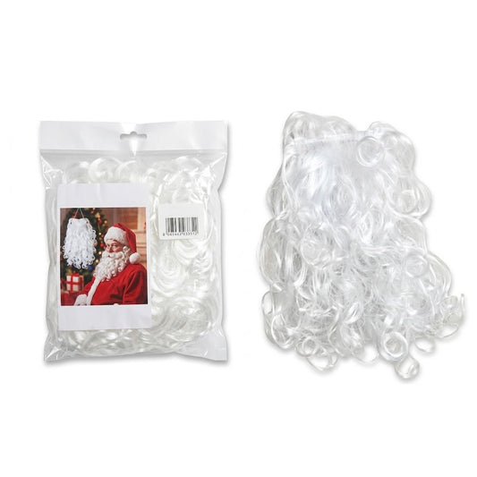 Deluxe Curly White Santa Beard with Elastic Strap - Costume Accessory | Wholesale