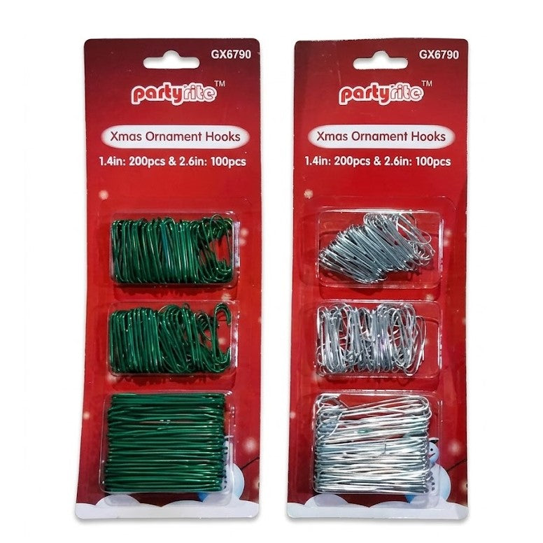 300-Count Christmas Tree Ornament Hooks Assortment (200x 1.4" & 100x 2.6" Wire Hangers) | Wholesale