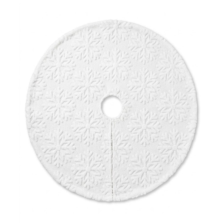 36" White Knitted Snowflake Christmas Tree Skirt - Winter Wonderland Holiday Decor | Wholesale