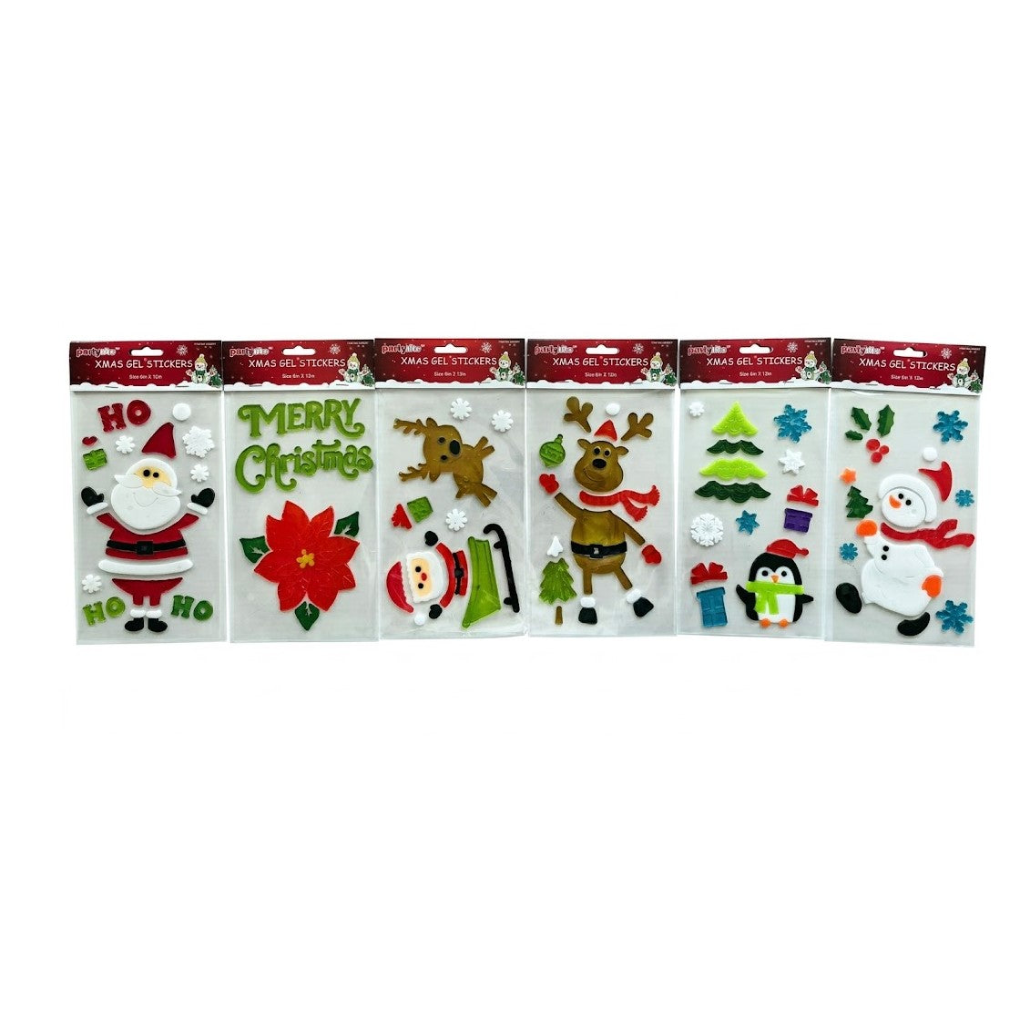 Christmas Window Gel Clings & Glass Stickers Assortment (6" x 12" Sheets) | Wholesale