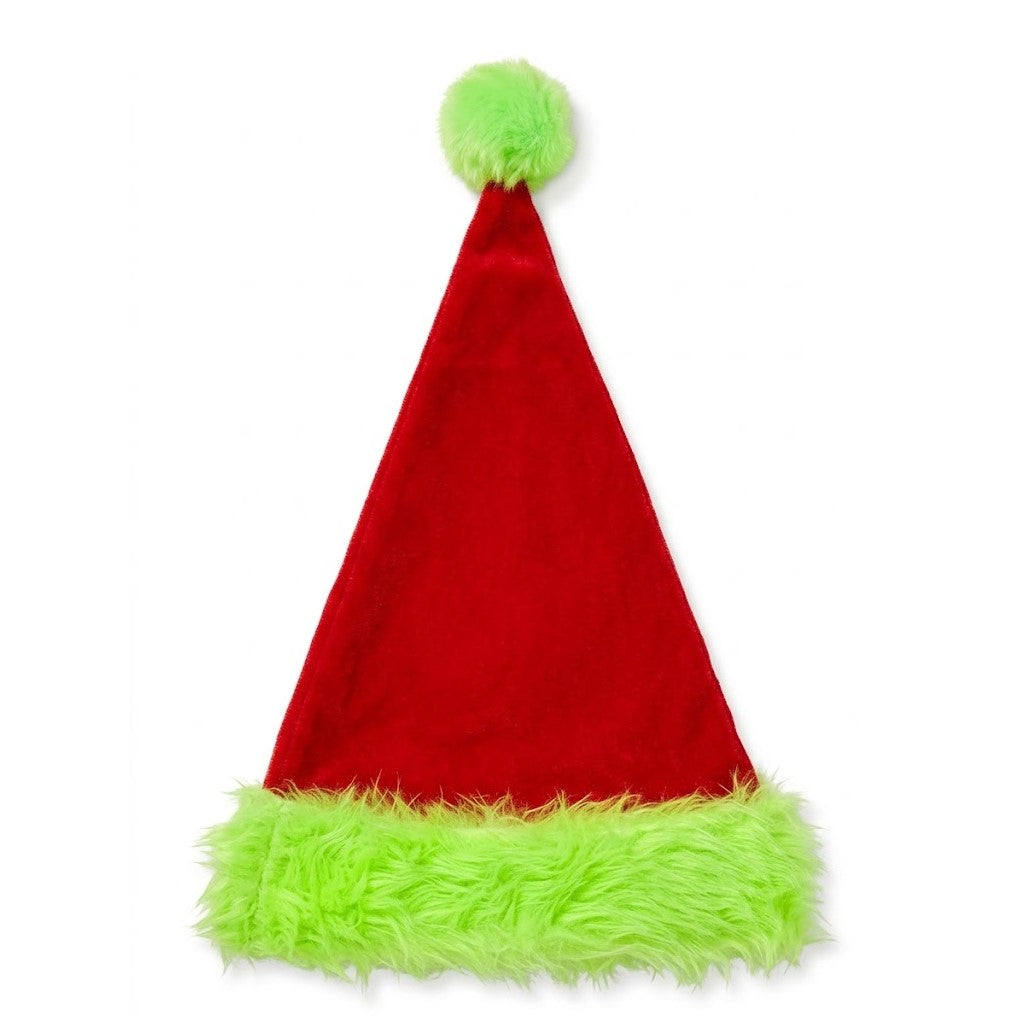 Holiday Monster Santa Hat with Lime Green Faux Fur Trim & Pom-Pom | Wholesale